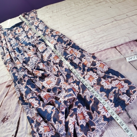 Knox Rose Blue Floral Tiered Maxi Dress Pullover Scoop Neck Short Sleeves Large - Picture 10 of 10